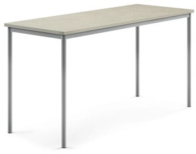 Stôl SONITUS, 1800x700x900 mm, linoleum - svetlošedá, strieborná