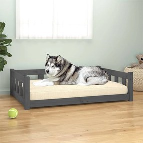 Psia posteľ sivá 105,5x75,5x28 cm masívna borovica 832695