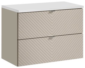 Závesná skrinka pod umývadlo Viva Cashmere s doskou 80 cm kašmír/biela