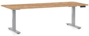 Výškovo nastaviteľný stôl OfficeTech D, 200 x 80 cm, sivá podnož, dub kraft