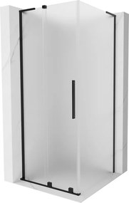 Mexen Velar L, sprchový kút s posuvnými dverami 120 x 120 cm, 8mm sklo námraza, čierna matná, 871-120-120-33-70