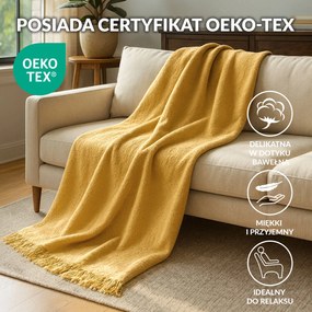 BAVLNENÁ DEKA BAT 150X200 CM HORČICOVÁ