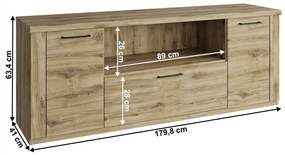 TV stolík DORSI 2D1S/180, dub Navarra