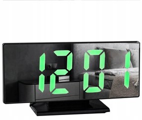 ISO 10721 Multifunkčné zrkadlové hodiny s budíkom a teplomerom čierne