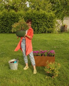 PLASTOVÝ KVETINÁČ ROSA LINEA ECO SADA 2KS 15X24,3 CM+18,3X29,2 CM ZELENÁ