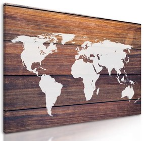 Obraz moderná mapa sveta na drevenom podklade