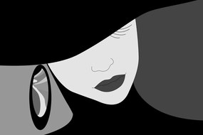 Obraz nóbl dáma v klobúku v čiernobielom prevedení Varianta: 120x80