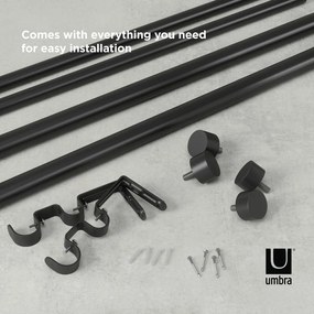 Oceľová roztiahnuteľná dvojitá garniža 91 - 168 cm Cappa - Umbra