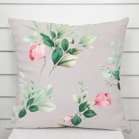 Biante Bavlnená obliečka na vankúš Sandra SA-452 Ružové kvety na sivom 50 x 50 cm