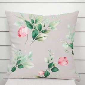 Biante Bavlnená obliečka na vankúš Sandra SA-452 Ružové kvety na sivom 70 x 90 cm