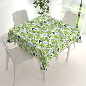 Biante Bavlnený štvorcový obrus Sandra SA-175 Zelené listy Monstera 140x140 cm