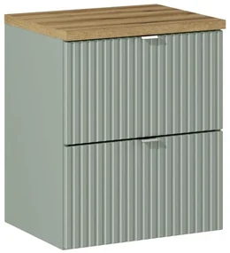 Závěsná skříňka Line Reed Green s deskou 50 cm zelená/dub evoke