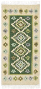 Obojstranný koberec / behúň Kilim romby zelený