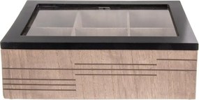 Orion Krabička na čaj, čajový organizér s 6 priehradkami, drevo LINE