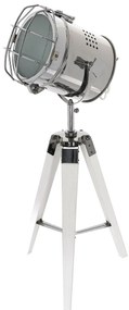 Dekorstudio Podlahová lampa TRIPOD na bielej trojnožke s chrómovaným tienidlom
