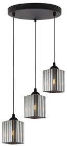 Závesné svietidlo Riffle Square, 3x grafitové sklenené tienidlo, b, o