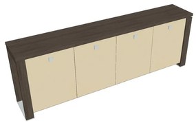 Nízka skriňa Verno+ S 260 x 46 x 90 cm, sklenené dvere, dub antracit / vanilka