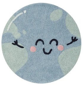 Modrý prateľný ručne tkaný bavlnený detský koberec ø100 cm Big Big World – Lorena Canals