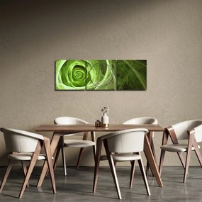 Obraz - Abstraktné ruže zelená (s hodinami) (90x30 cm)