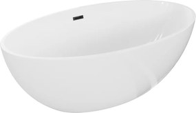 Mexen Nike voľne stojaca vaňa 175 x 100 cm, biela, čierny prepad - 54071751000-70