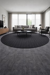 Condor Carpets, Kusový koberec Udinese antracit guľatý, 300x300 (priemer) kruh, šedá, chodba / predsieň