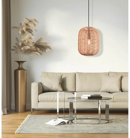 Svetlohnedé závesné svietidlo s textilným tienidlom ø 35 cm Runa – Trio