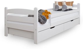 DL Detská drevená posteľ so zábranou 90x200 Maurícius - biela