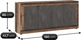 Vintino Posuvná komoda LARGO 180 cm tmavý dub grafit