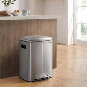 Dvojitý odpadkový kôš, 2 x 20 l kuchynský kôš, strieborná farba