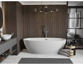 Mexen Bilbao, voľne stojaca vaňa 180 x 90 cm, biela, brúsený grafit prepad, 51311809000-95