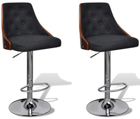 vidaXL Barové stoličky 2 ks, ohýbané drevo a látka