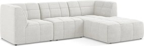 Biela rohová pohovka z textílie buklé (pravý roh/s leňoškou) Aloha – Makamii