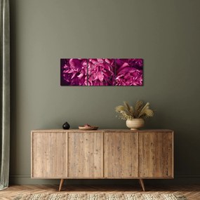 Obraz - Kytica pivoniek (s hodinami) (90x30 cm)