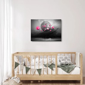 Sklenený obraz ružových abstraktných gulí (70x50 cm)