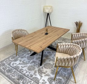 Jedálenský stôl DIAMOND Divý dub/ čierna 180 x 90 cm