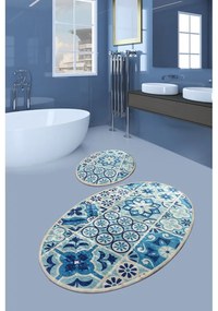 Modré kúpeľňové predložky v súprave 2 ks 60x100 cm Ceramic – Foutastic