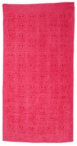 Rýchloschnúca osuška SMAJLÍK 70 x 140 cm ružová, 100% mikrovlákno