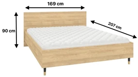 Posteľ LUX 160x200 dub hickory