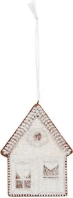 Závesná dekorácia zasnežená perníková chalúpka Frosted Ginger - 8*1*10 cm