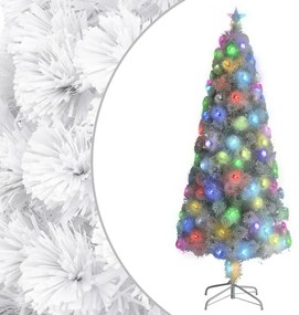 Umelý vianočný stromček s LED biely 240 cm optické vlákno 328453