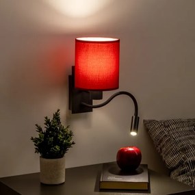 Brilagi-LED Nástenná lampa NUBILA 1xE27/25W/230V+LED/3W čierna/pompej.červená