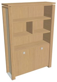 Vysoká skriňa Verno+ S 140 x 46 x 210 cm, s regálom, dub svetlý / vanilka