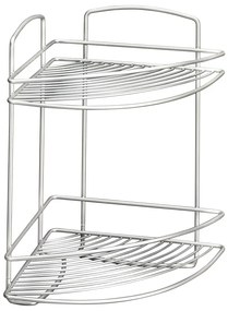 Rohová nástenná oceľová kúpeľňová polička v striebornej farbe - Metaltex