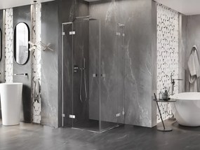 Mexen Lunar L Duo výklopný sprchový kút 75 x 75 cm, 8mm číre sklo, chrómový profil, 834L-075L-075P-01-00
