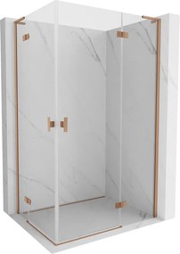 Mexen Mist-H L Duo, 2-krídlový sprchový kút 80 x 100 cm, číre sklo, medený matný profil, 8A5L-080L-100P-65-00