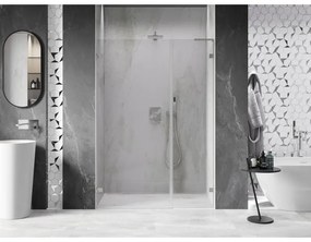 Mexen Lunar-B, L Otočné ľavé sprchové dvere 125 cm, 8mm číre sklo, oceľový profil, 832SL-125-050-97-00-L