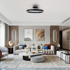 LED Stmievateľný prisadený luster LED/86W/230V 3000-6500K čierna + diaľkové ovládanie