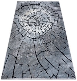 Moderný koberec COZY 8875 Wood, kmeň stromu - Štrukturálny,  dve vrstvy  rúna sivá / modrá