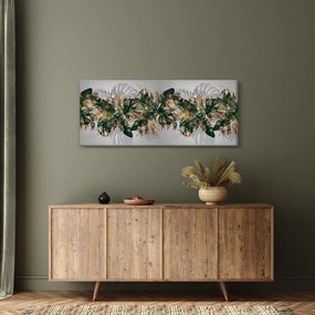 Obraz - Zlato-zelené tropické listy (120x50 cm)