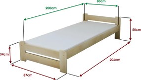 Maxi Drew Posteľ Emily 80 x 200 cm, borovica Rošt: Bez roštu